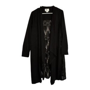 Andrea Jovine Black Cardigan with Lace Back, Medium, Pre-owned